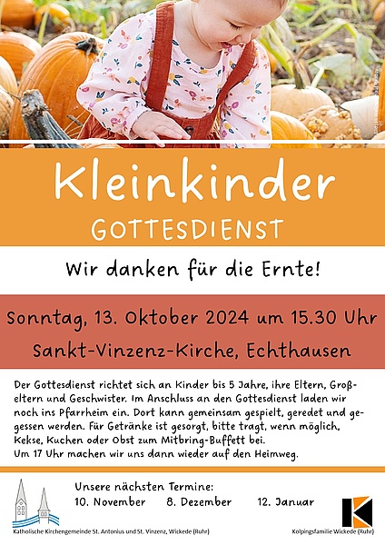Kleinkindergottesdienst „Wir danken für die Ernte“
